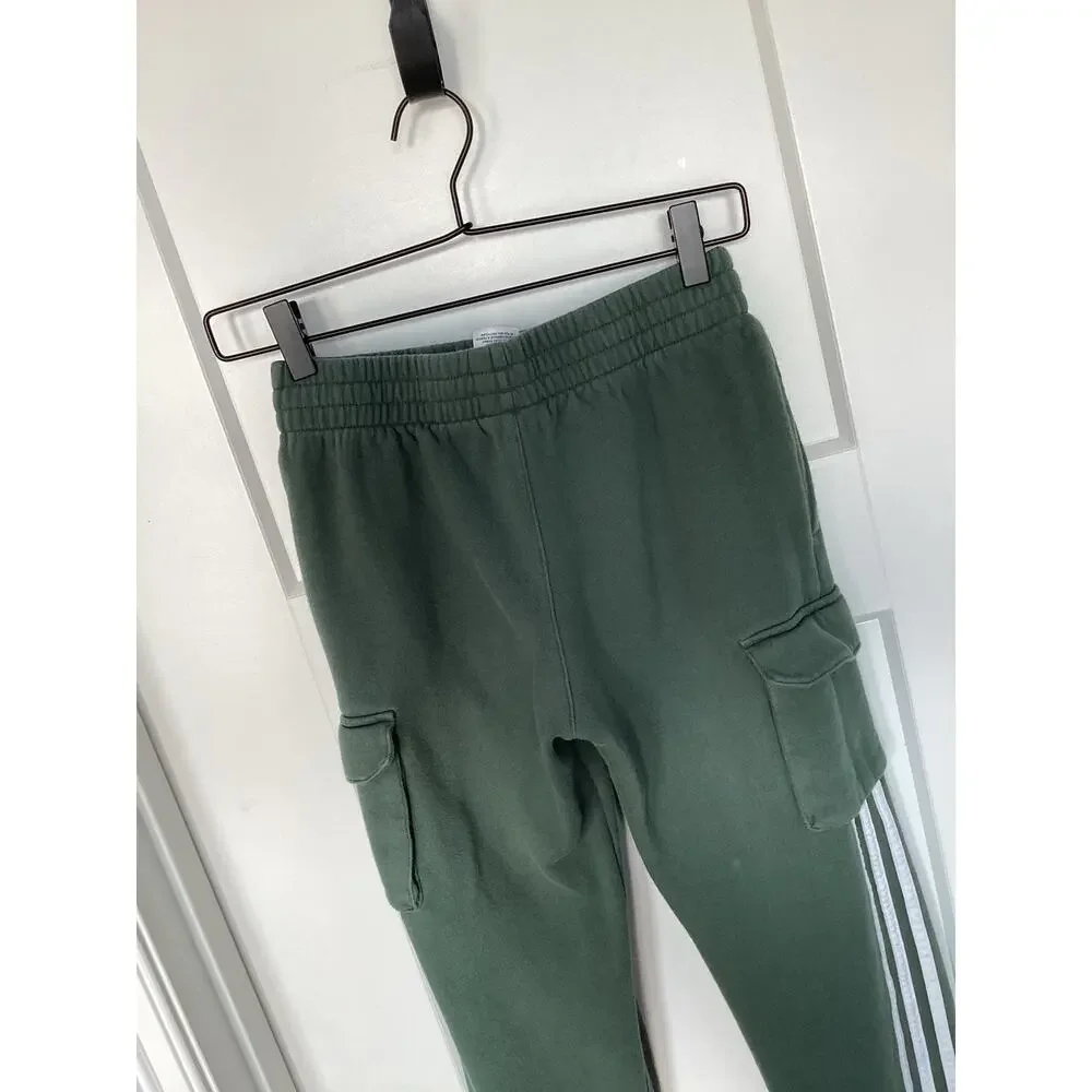 Adidas Boys 3-Stripes Regular Fit‎ Cargo Joggers Pants Green Size Medium 10/12